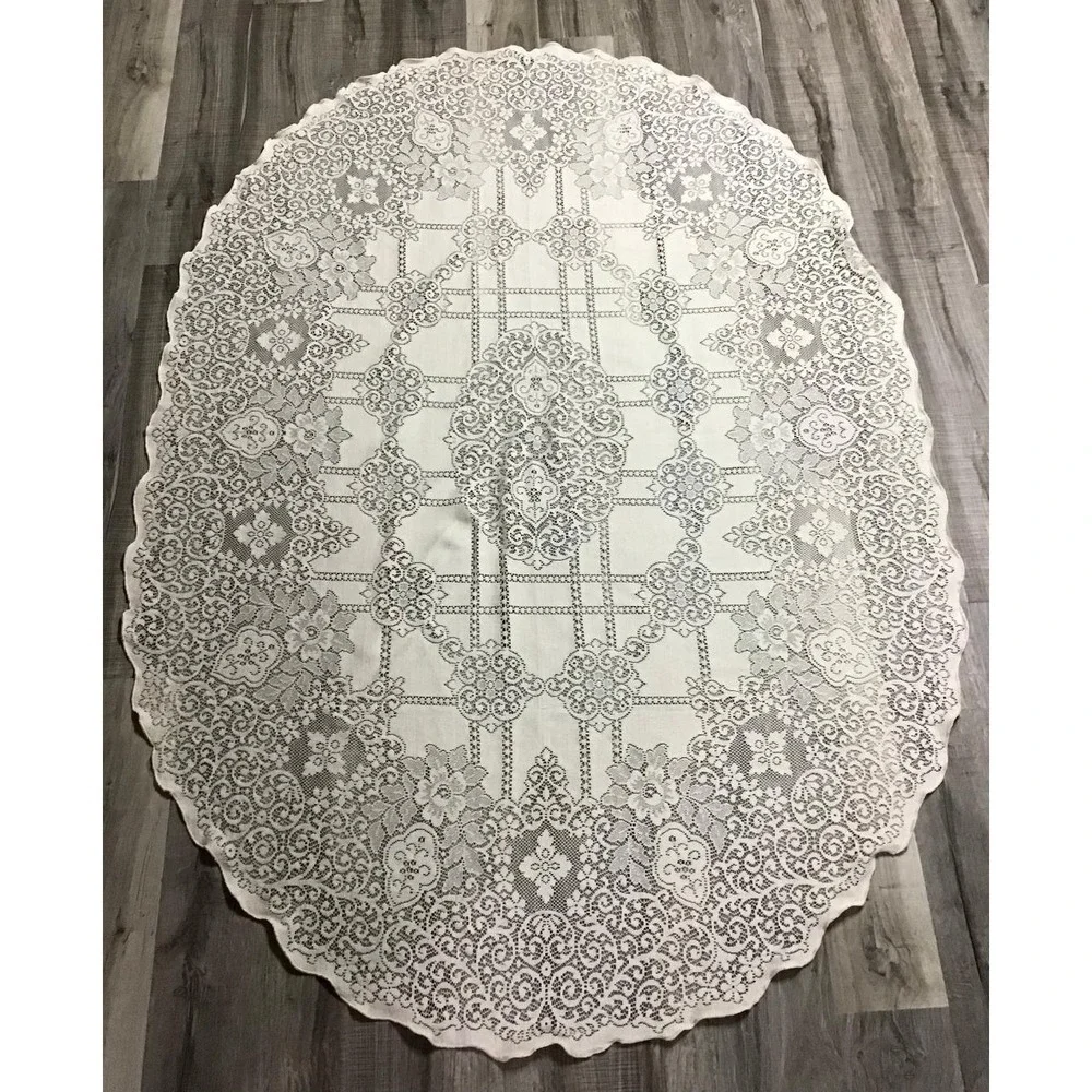VTG Oval Lace Tablecloth 86
